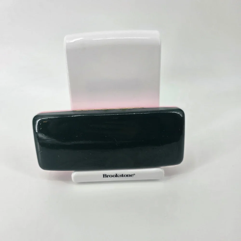 Kate Spade New York Pink and Green Hard Shell Glasses Case Clamshell Logo